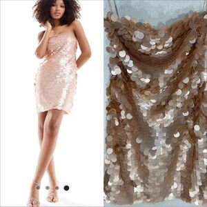 NWT ASOS Pretty Lavish embellished bandeau mini dress in deep blush size 2
